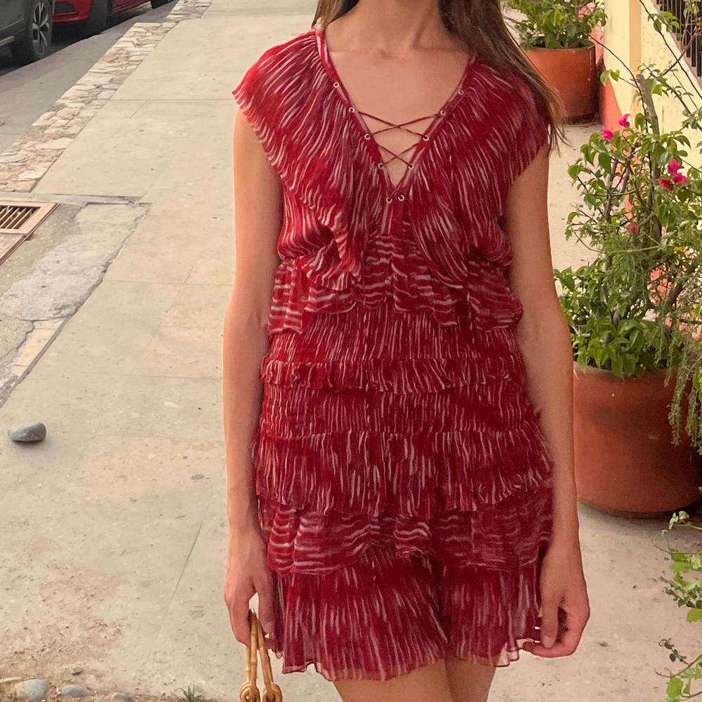 IRO Red Ruffled Mini Dress - Picture 6 of 6